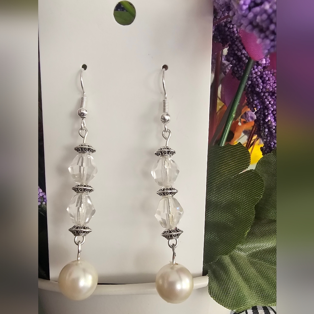 Elegant Silver and Pearl Drop Earrings